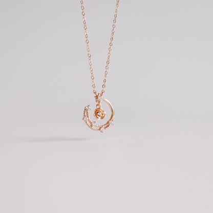 Crescent and Rose Necklace