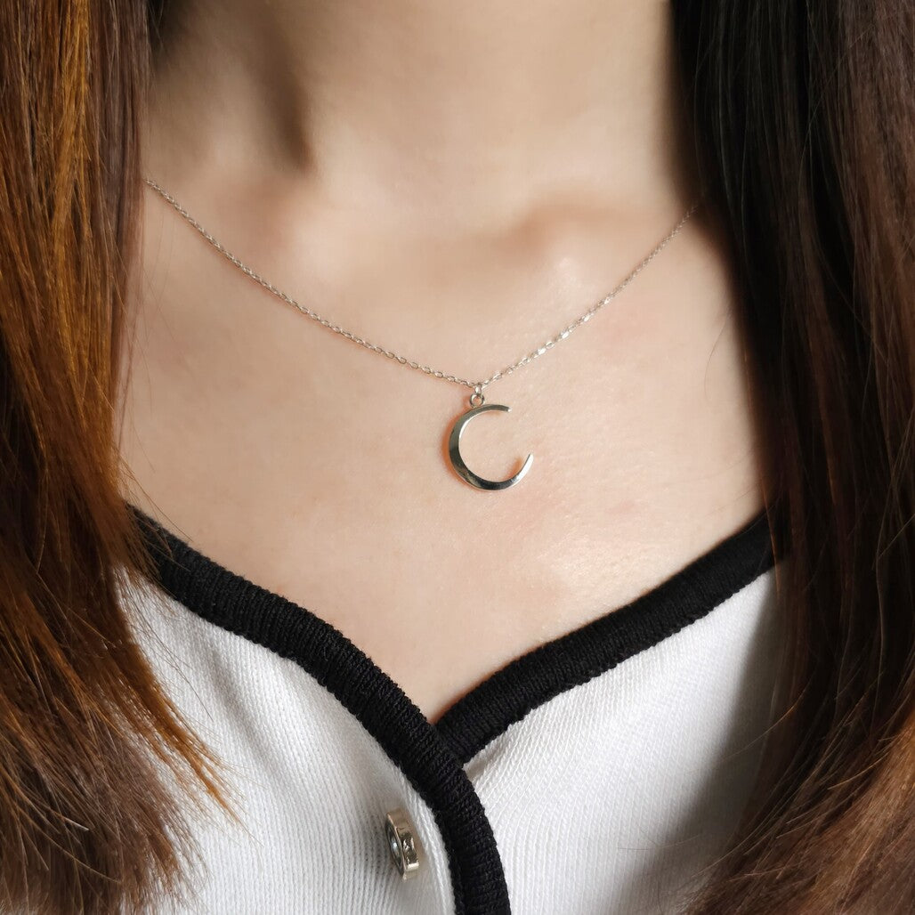 Lumina Crescent Necklace in Silver