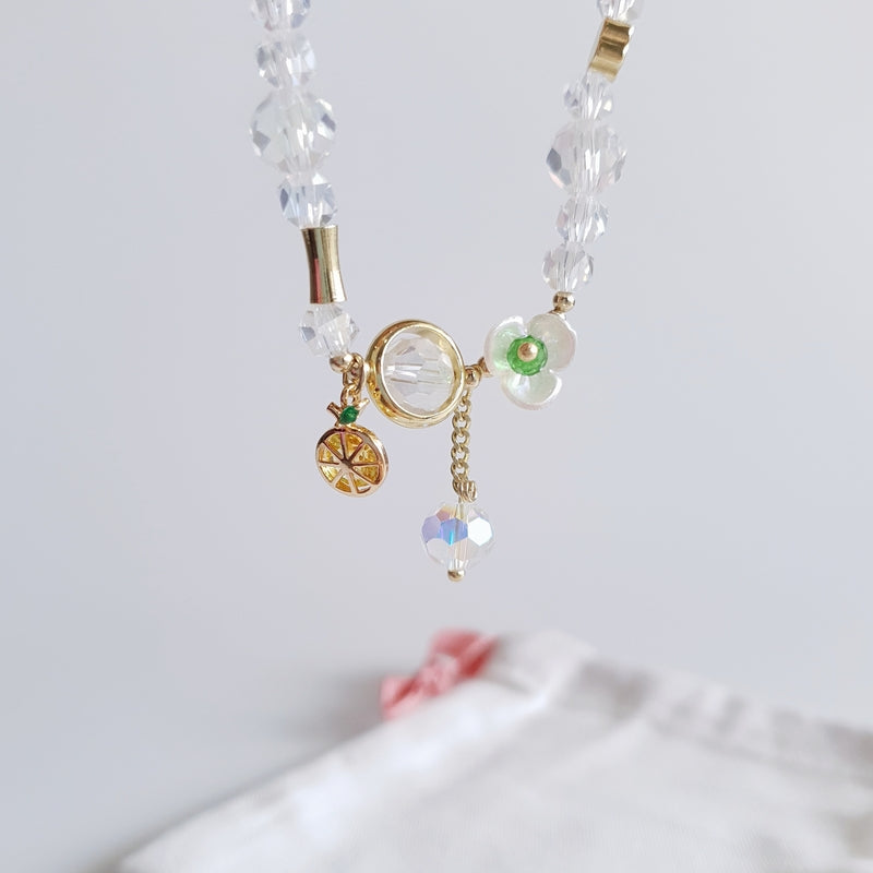 Crystal Beads Bracelet with Lucky Orange Charm