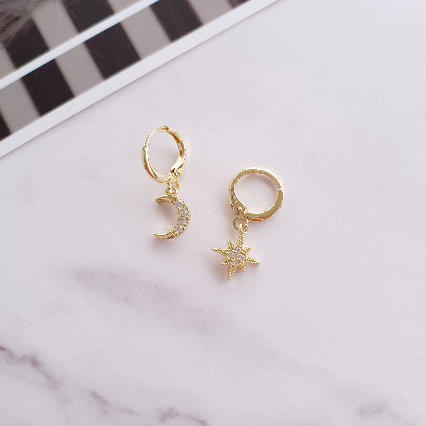 Moon and Star Huggies in Gold