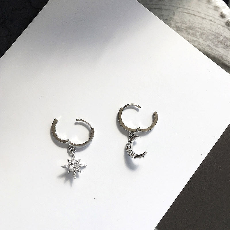 Moon and Star Huggies in Silver