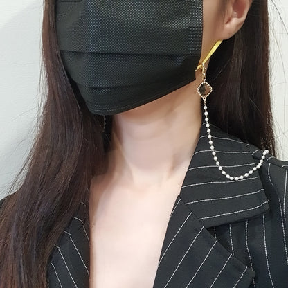 Black Gem Pearl Mask Chain
