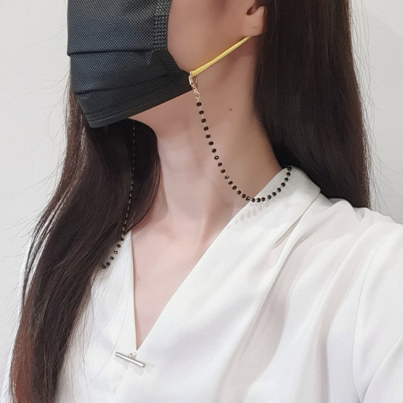 Black Crystal Beads Mask Chain