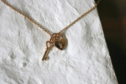 Tiny Lock And Key Necklace