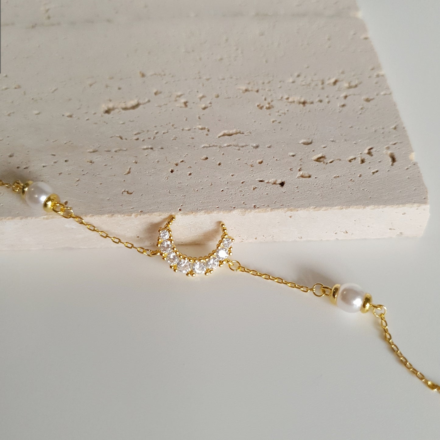 Crescent Moon with Pearl Bracelet