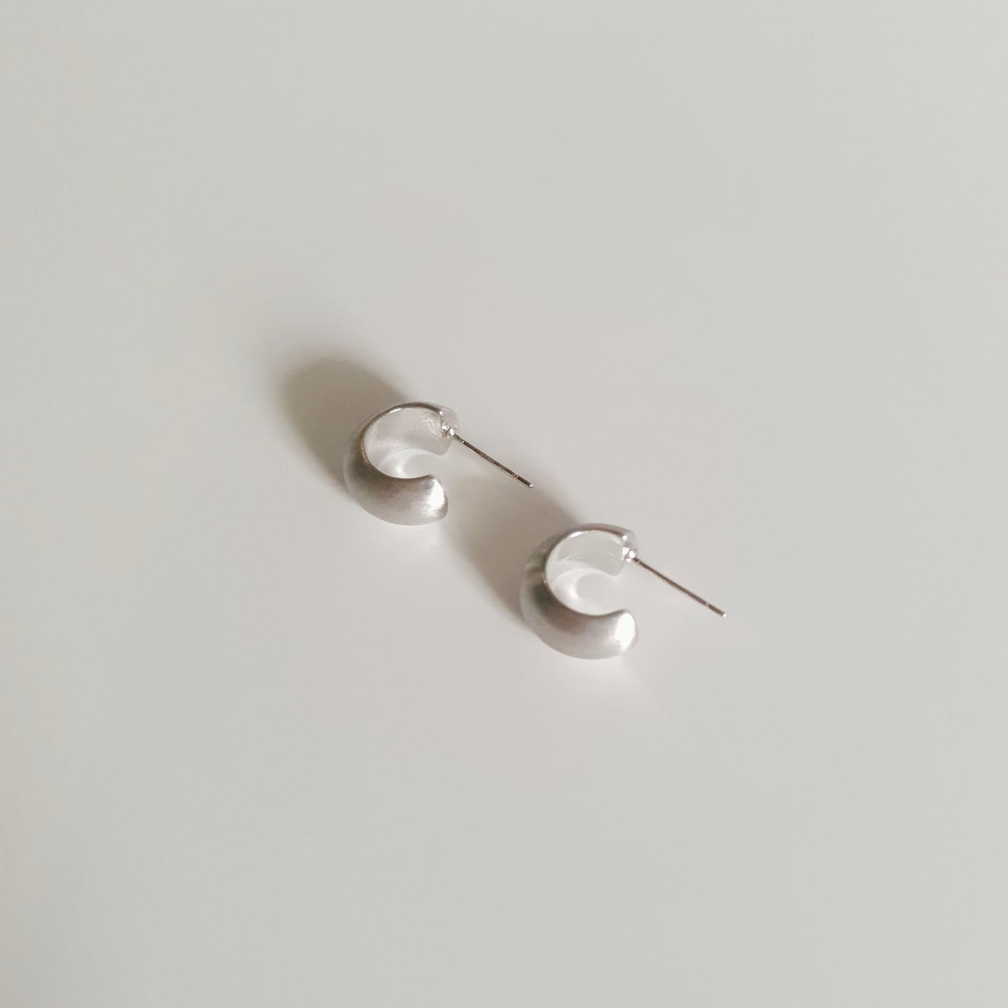Bold Curved Earrings in Silver