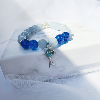 Blue Key Pendant Bracelet (Aquamarine Quartz)